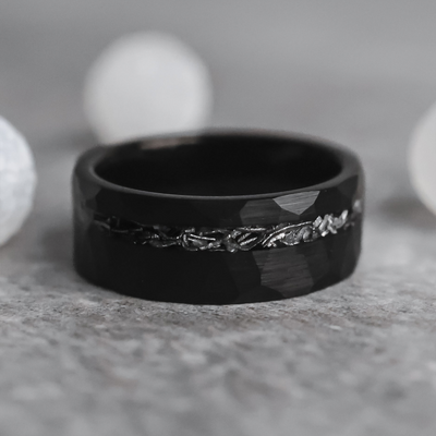 Black Meteorite Wedding Band for Men