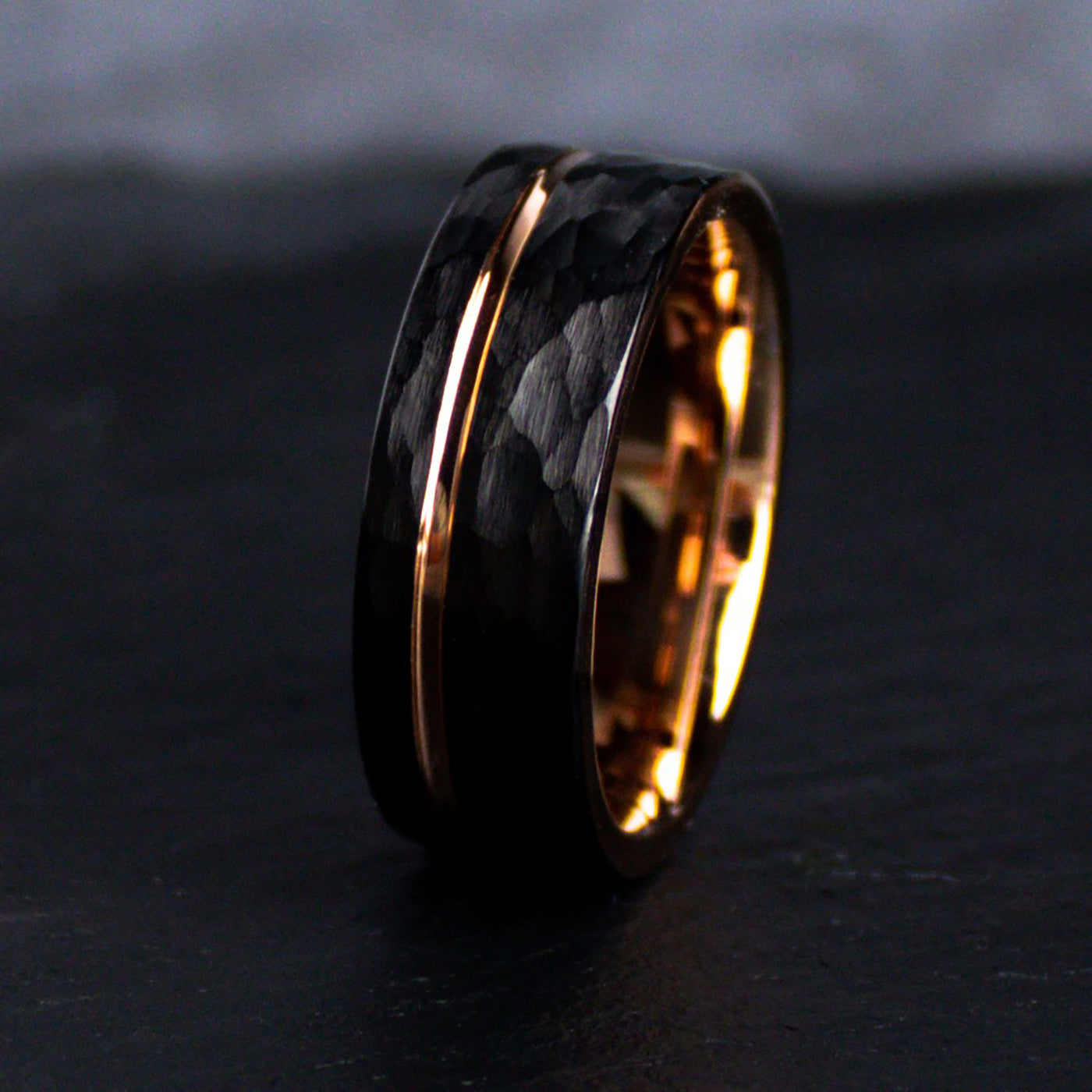 Thorum Mens Alt Black Gold Rose Different Ring