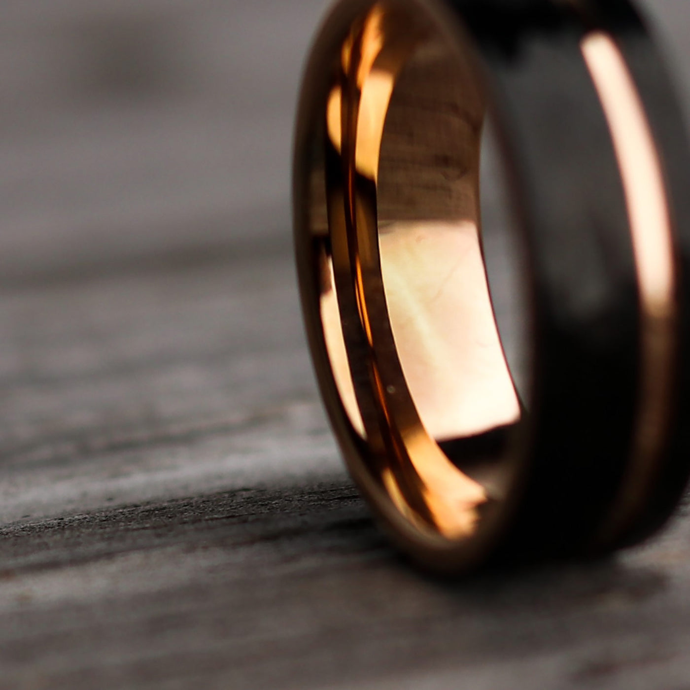 Thorum Black Hammered Rosegold Mens Fashion Ring