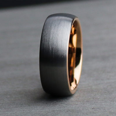 Thorum Brushed Tungsten and Rose Gold Men's Wedding Ring