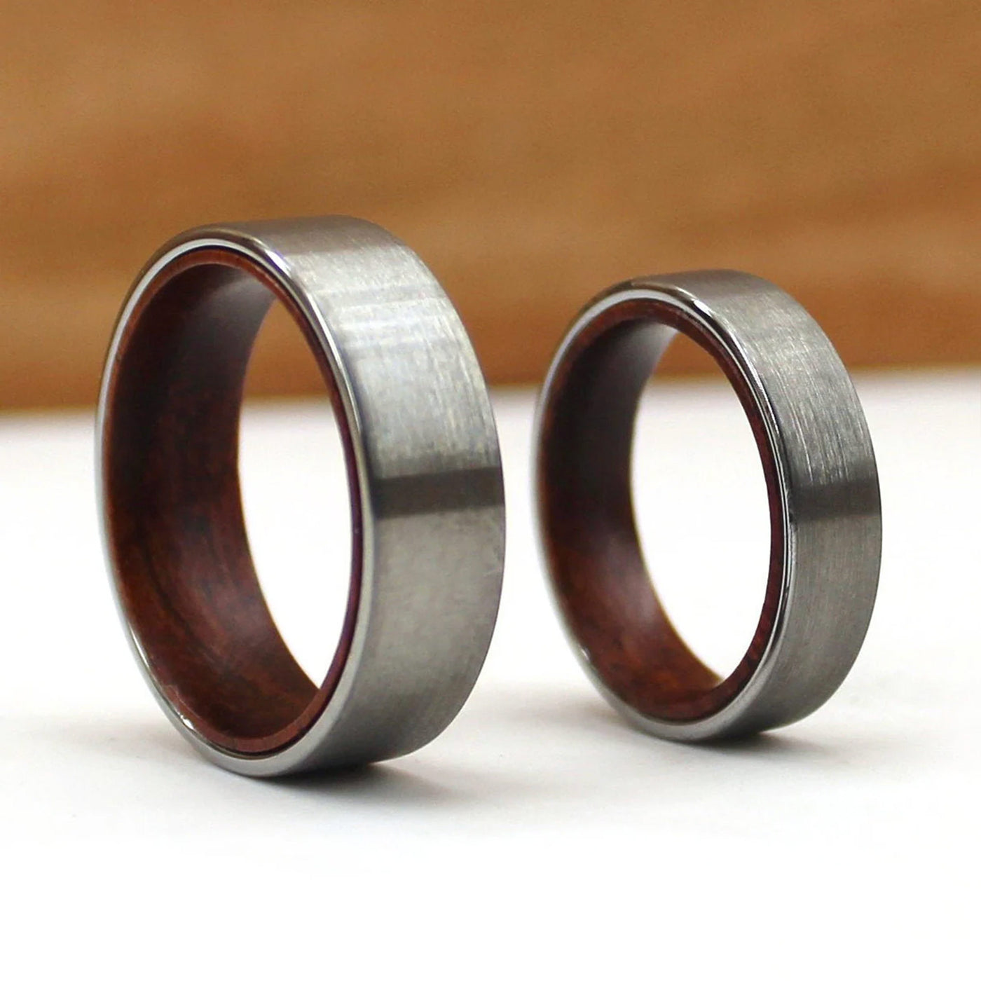 California Redwood Tungsten Ring Set