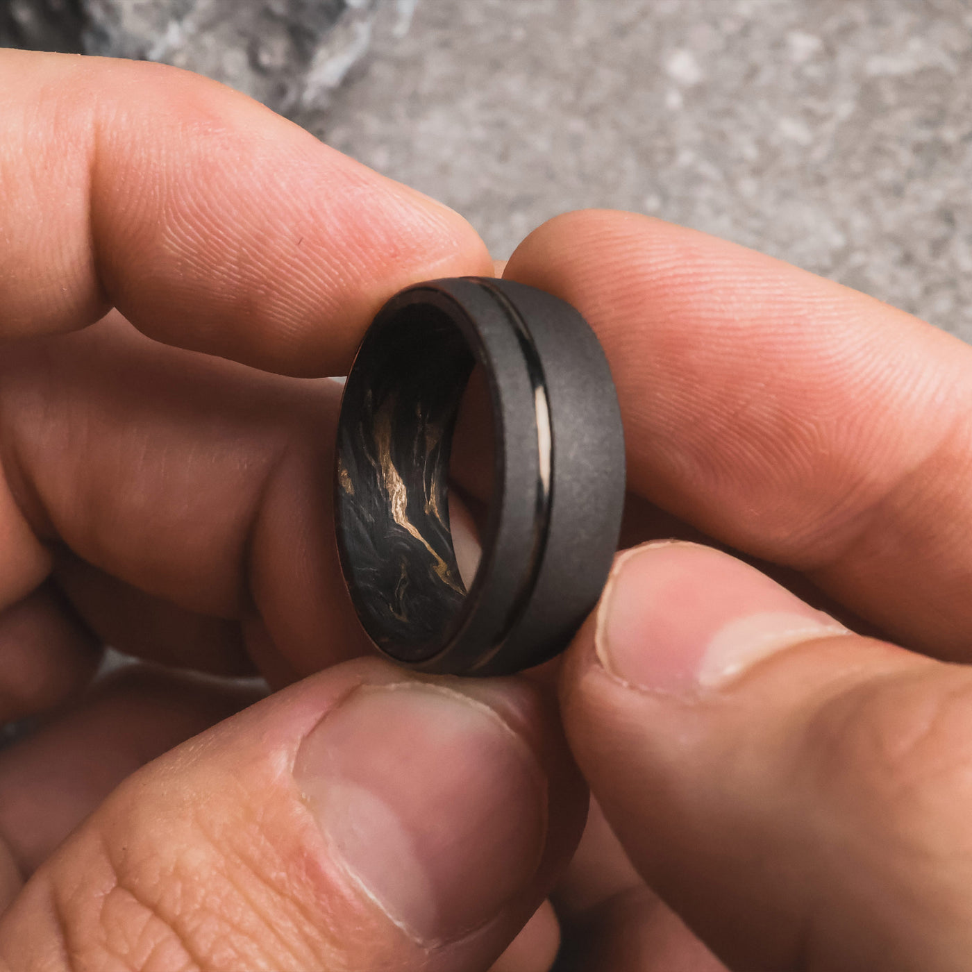 The Monaco Carbon Fiber Black Wedding Ring