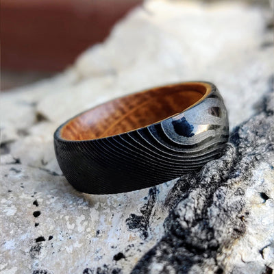 Black and Whiskey Barrel Wedding Ring