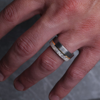 Deer Antler and Tungsten Wedding Band