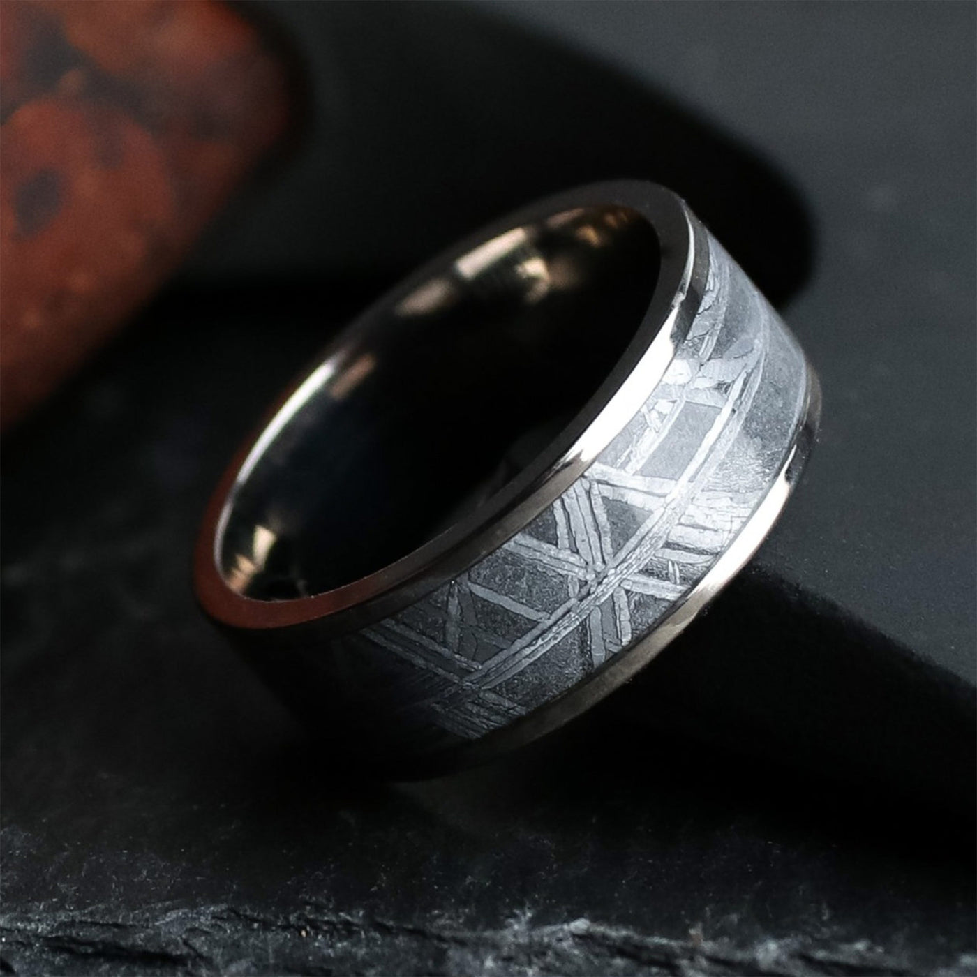 Titanium and Meteorite Wedding Band 