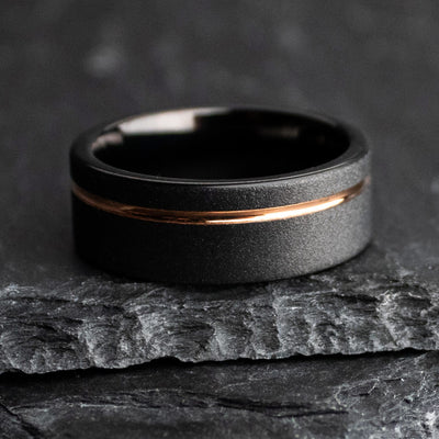 Unique Wedding Rings with Tungsten and Rose Gold