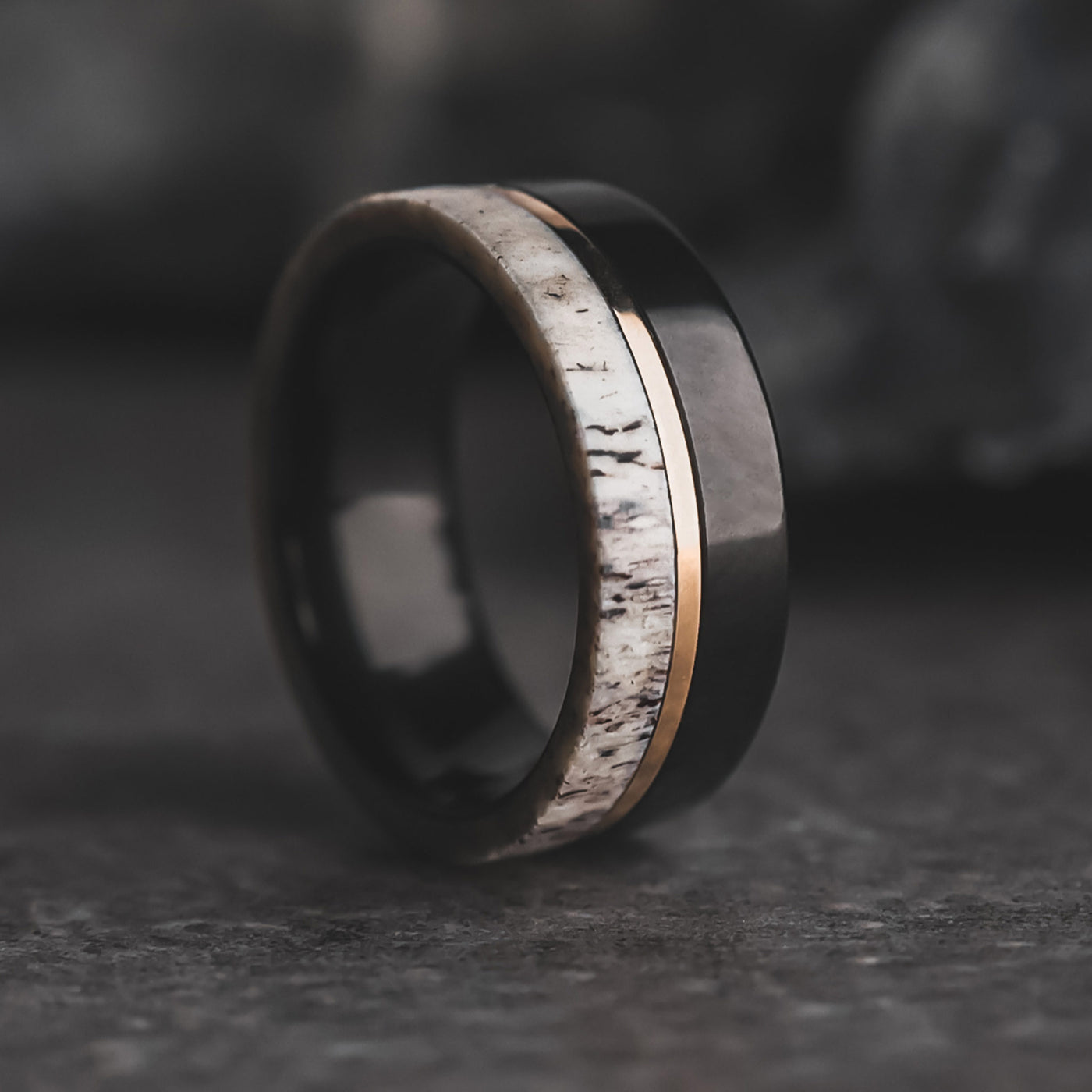 The Blacktail Antler Wedding Ring for Men