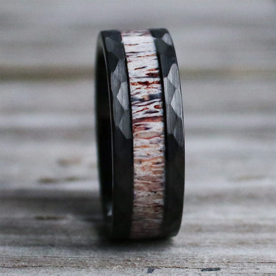 Brushed Tungsten Antler Wedding Ring