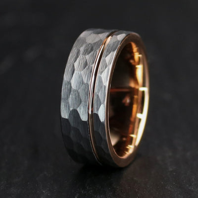 Unique Hammered Rose Gold Wedding Ring | Thorum