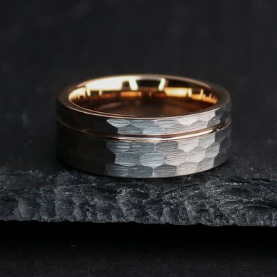 Unique Hammered Rose Gold Wedding Ring | Thorum