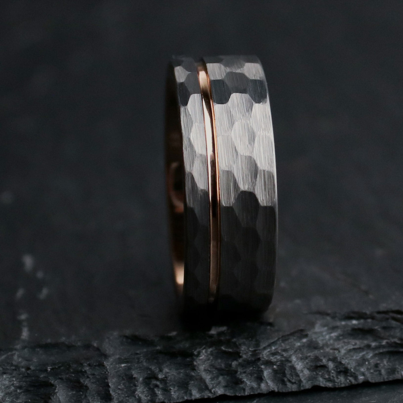 Unique Hammered Rose Gold Wedding Ring | Thorum