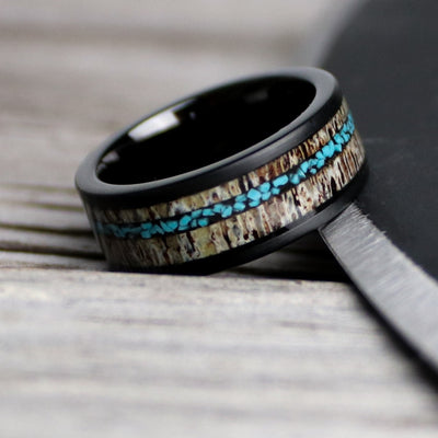 Arizona Turquoise and Antler Wedding Band | Thorum