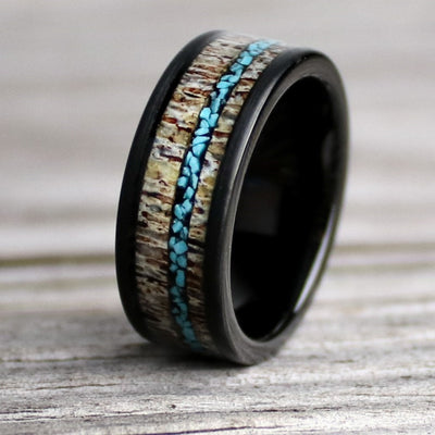 Arizona Turquoise and Antler Wedding Band | Thorum