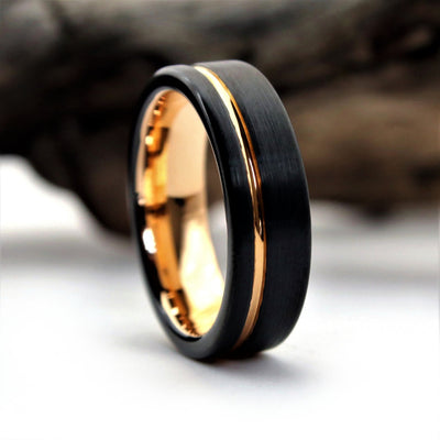 6 mm Black Rose Gold Wedding Ring | Thorum