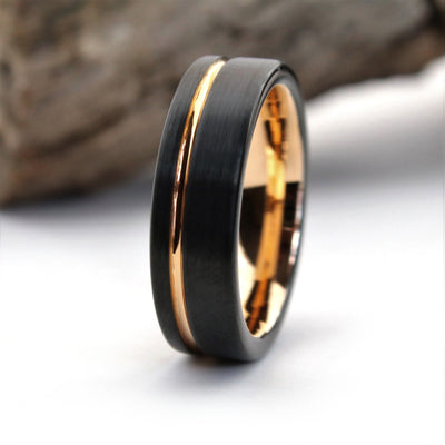 6 mm Black Rose Gold Wedding Ring | Thorum