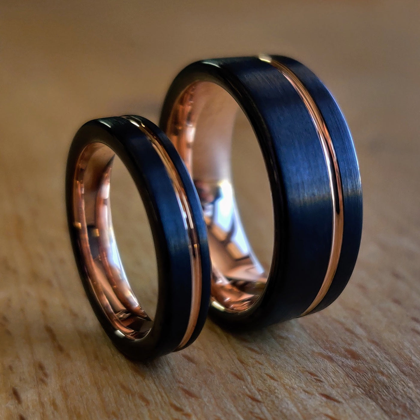 Black And Rose Gold Ring Set | Thorum