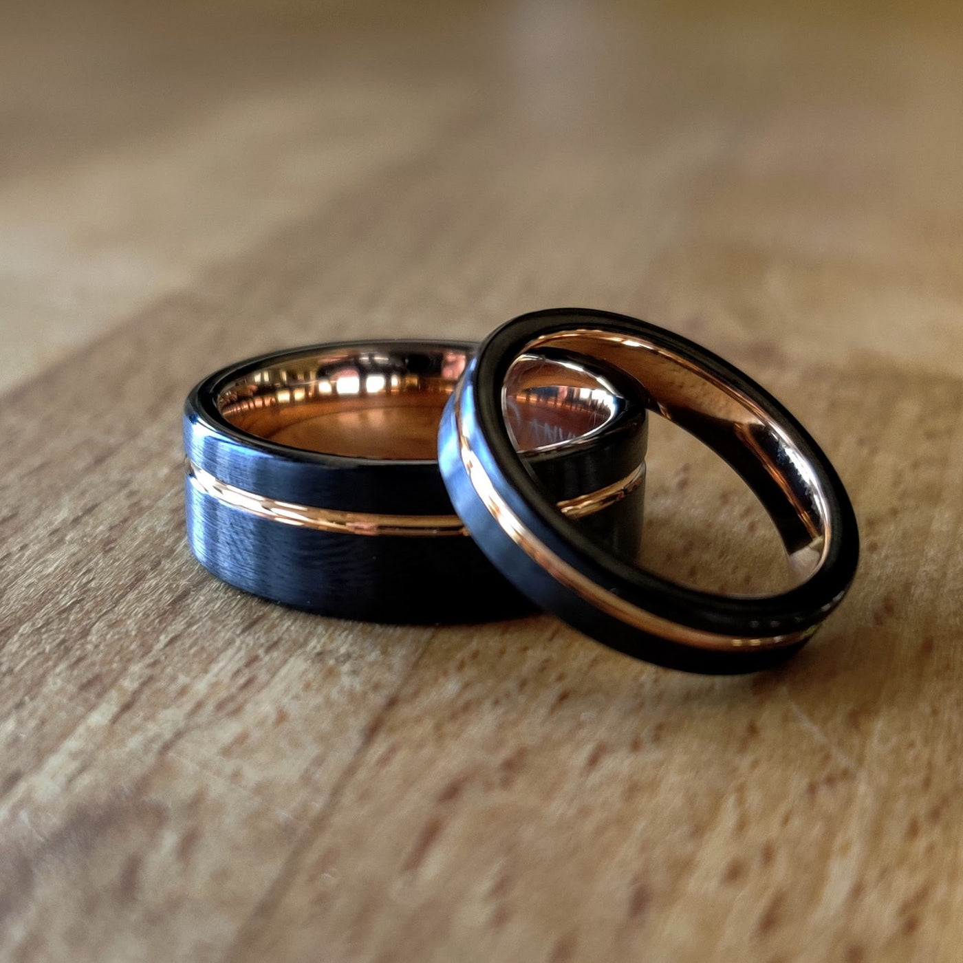 Black And Rose Gold Ring Set | Thorum