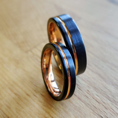 Black Rose Gold Wedding Ring Set | Thorum