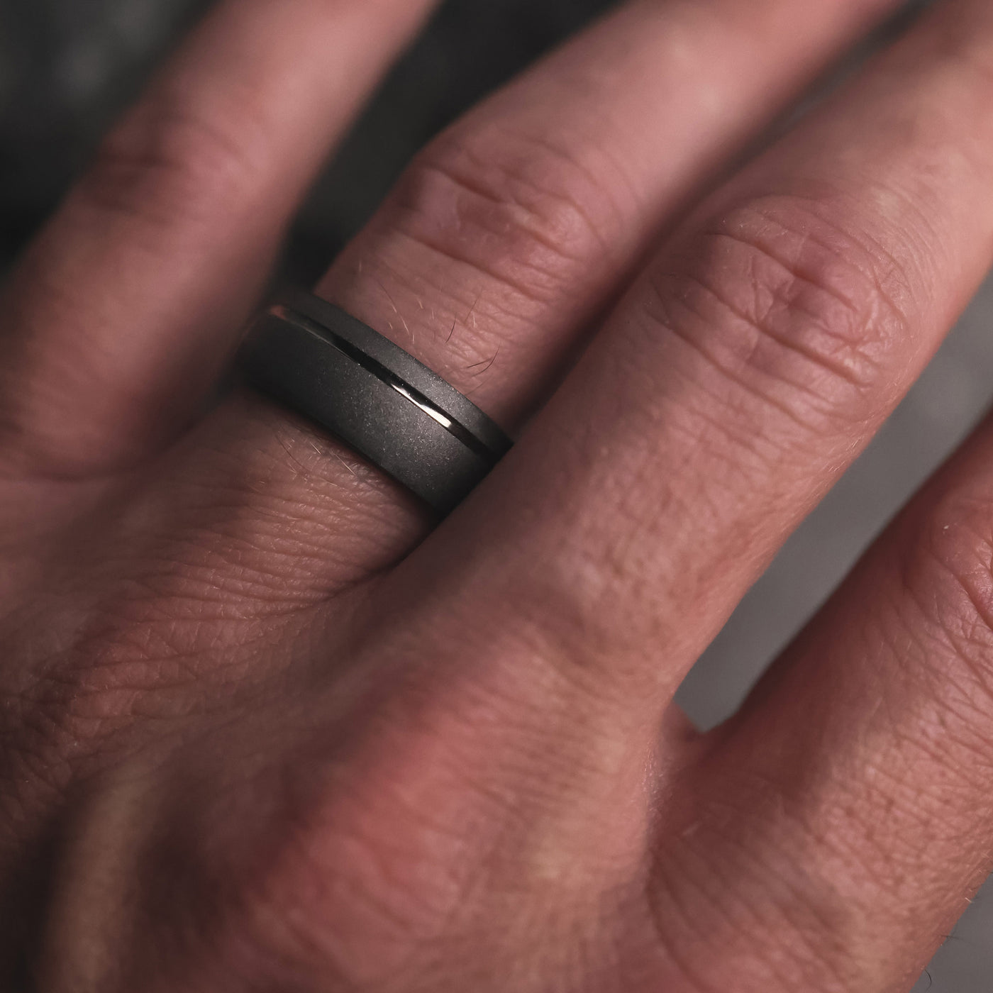 Tungsten and Carbon Fiber Black Wedding Ring