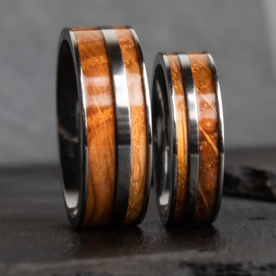 The Norseman | Whiskey Barrel Wedding Band Set | Thorum