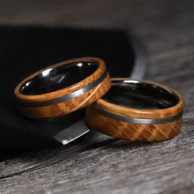 Whiskey Barrel Wedding Ring Set from Thorum