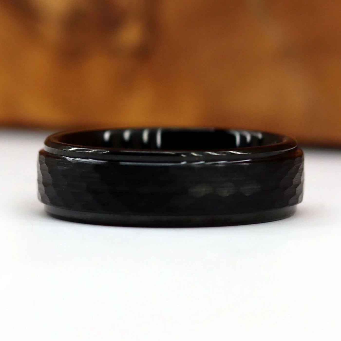 The Obscura - 6mm Hammered Black Metal Ring - Thorum