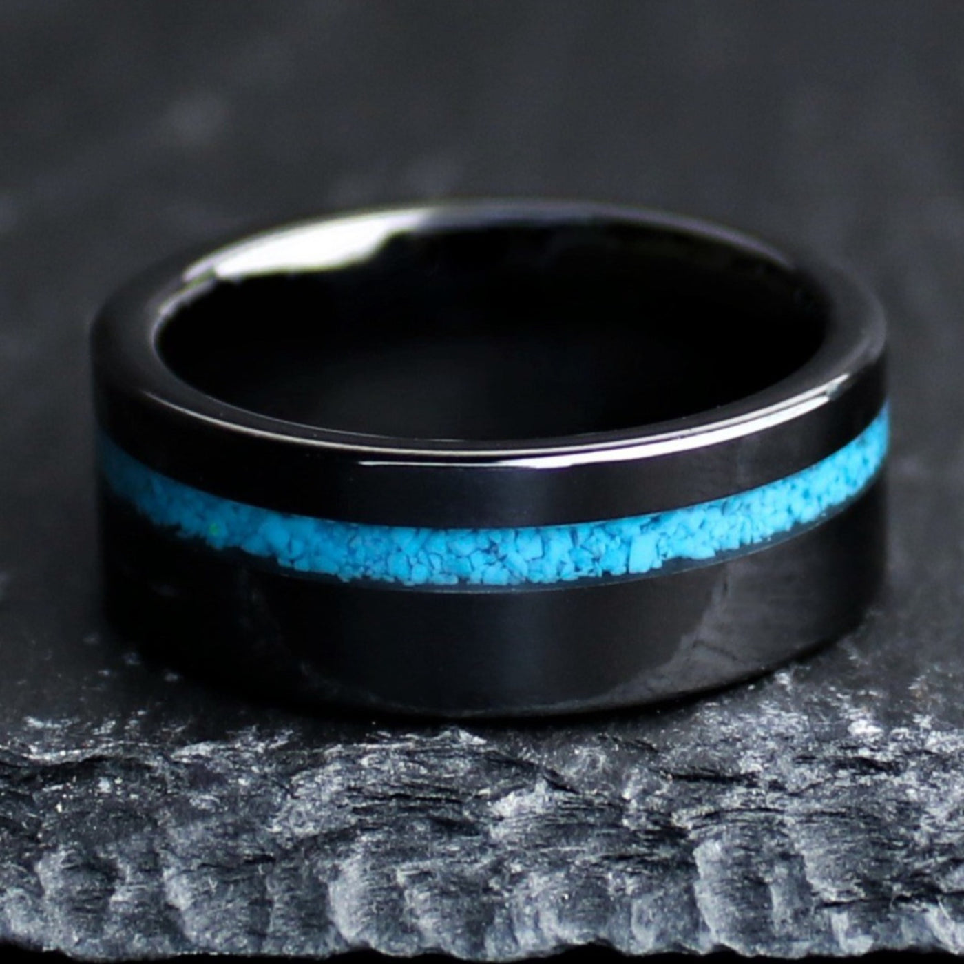 The Prospector | Turquoise Men's Wedding Band, Stone Men's Ring, Blue Line Ring | Thorum