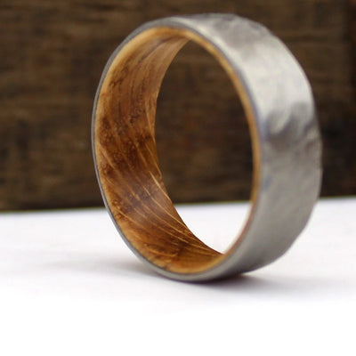 The Terra | Hammered Whiskey Barrel Wedding Ring | Thorum