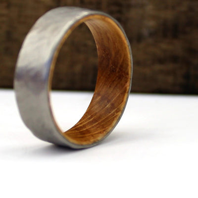 The Terra | Hammered Whiskey Barrel Wedding Ring | Thorum