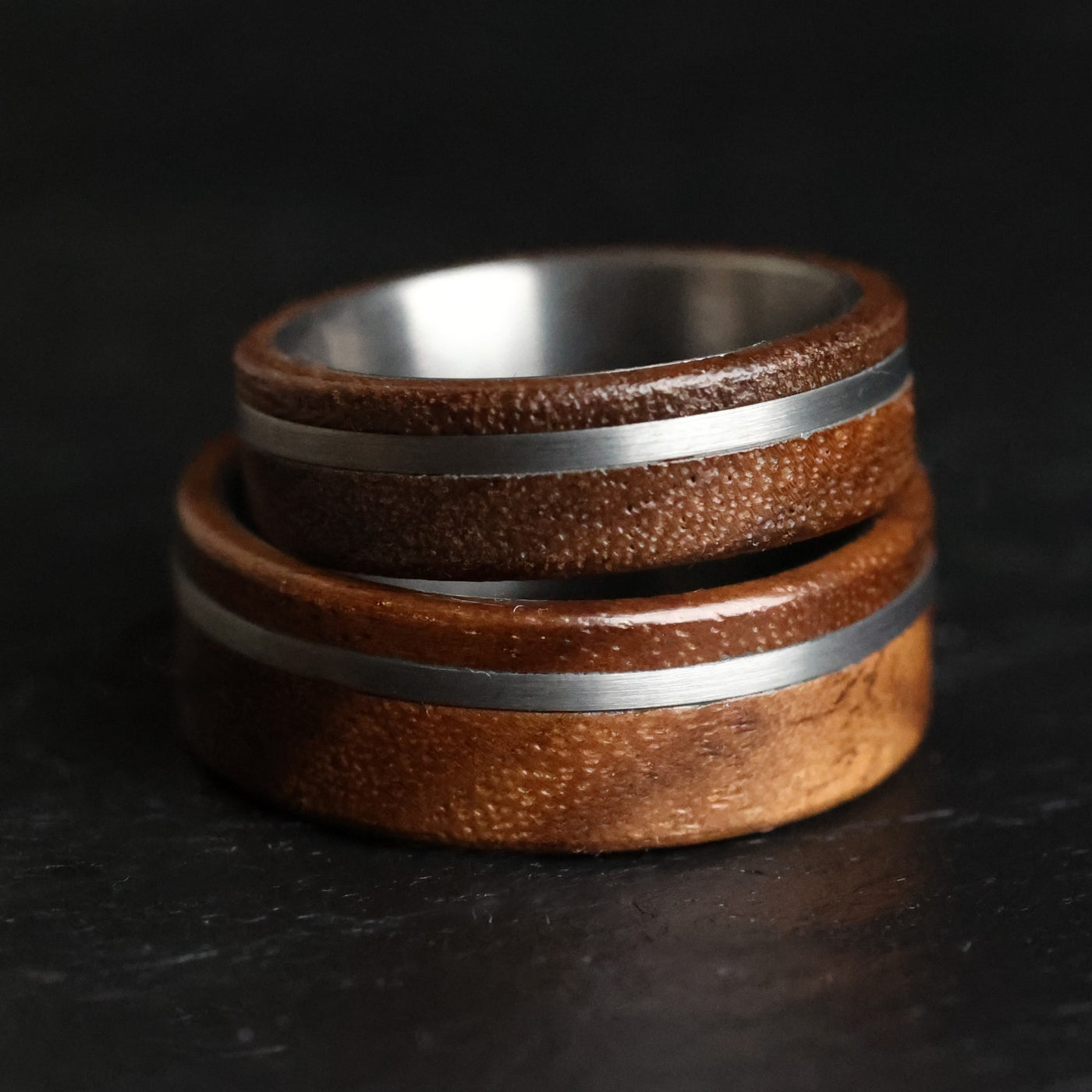 The Timber Set | Walnut Wedding Band Set | Thorum