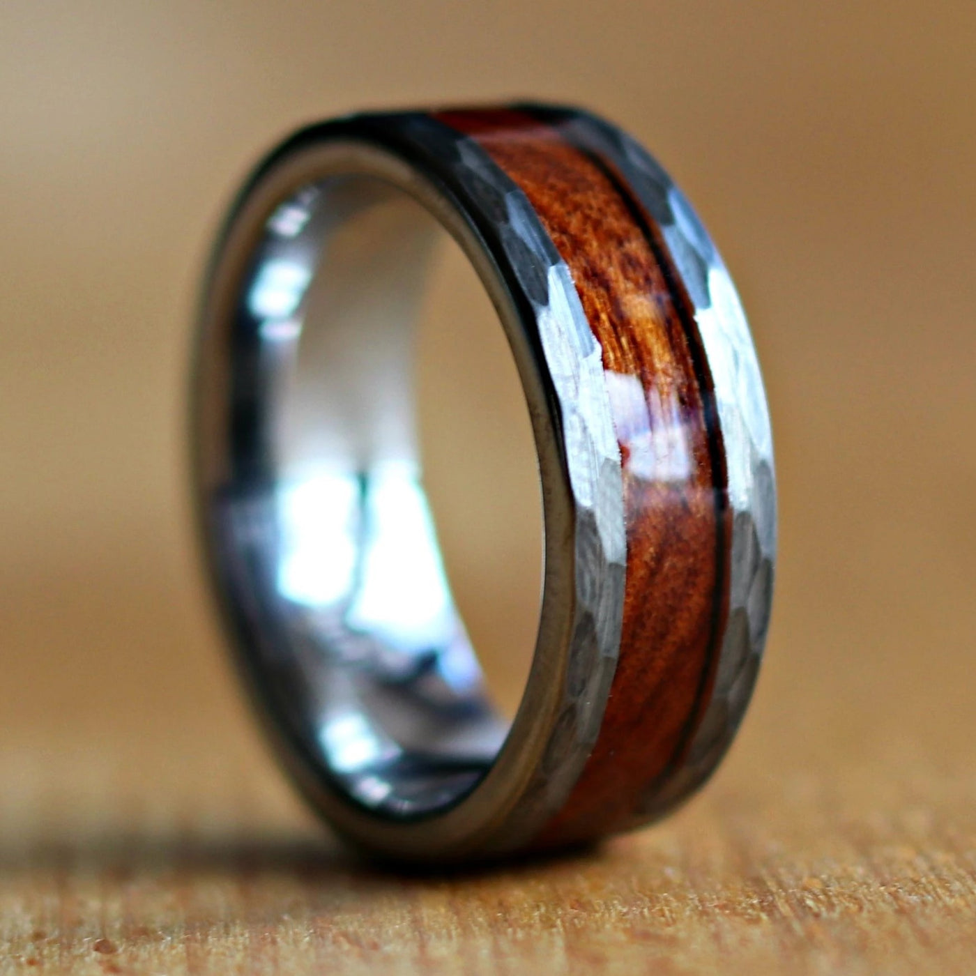 The Zeus | Men's Hammered Desert Ironwood Ring | Thorum