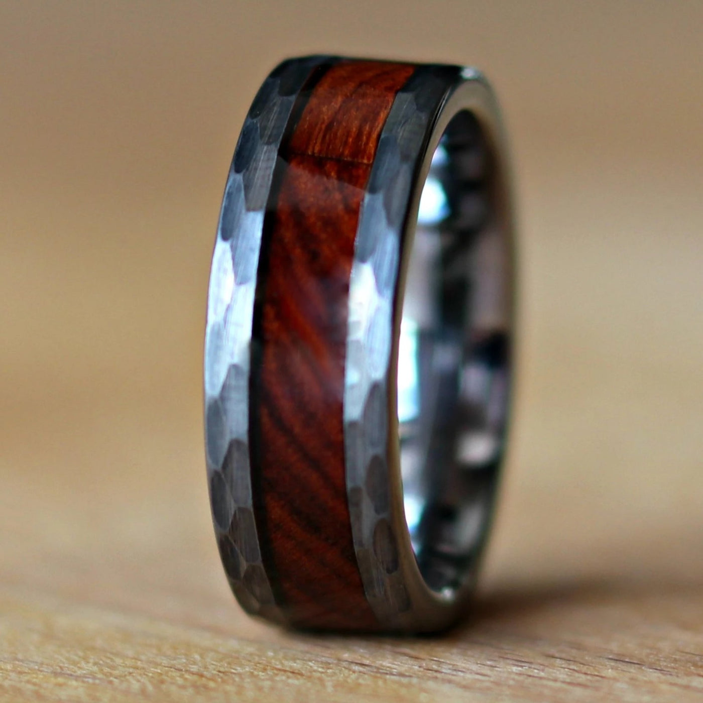 The Zeus | Men's Hammered Desert Ironwood Ring | Thorum