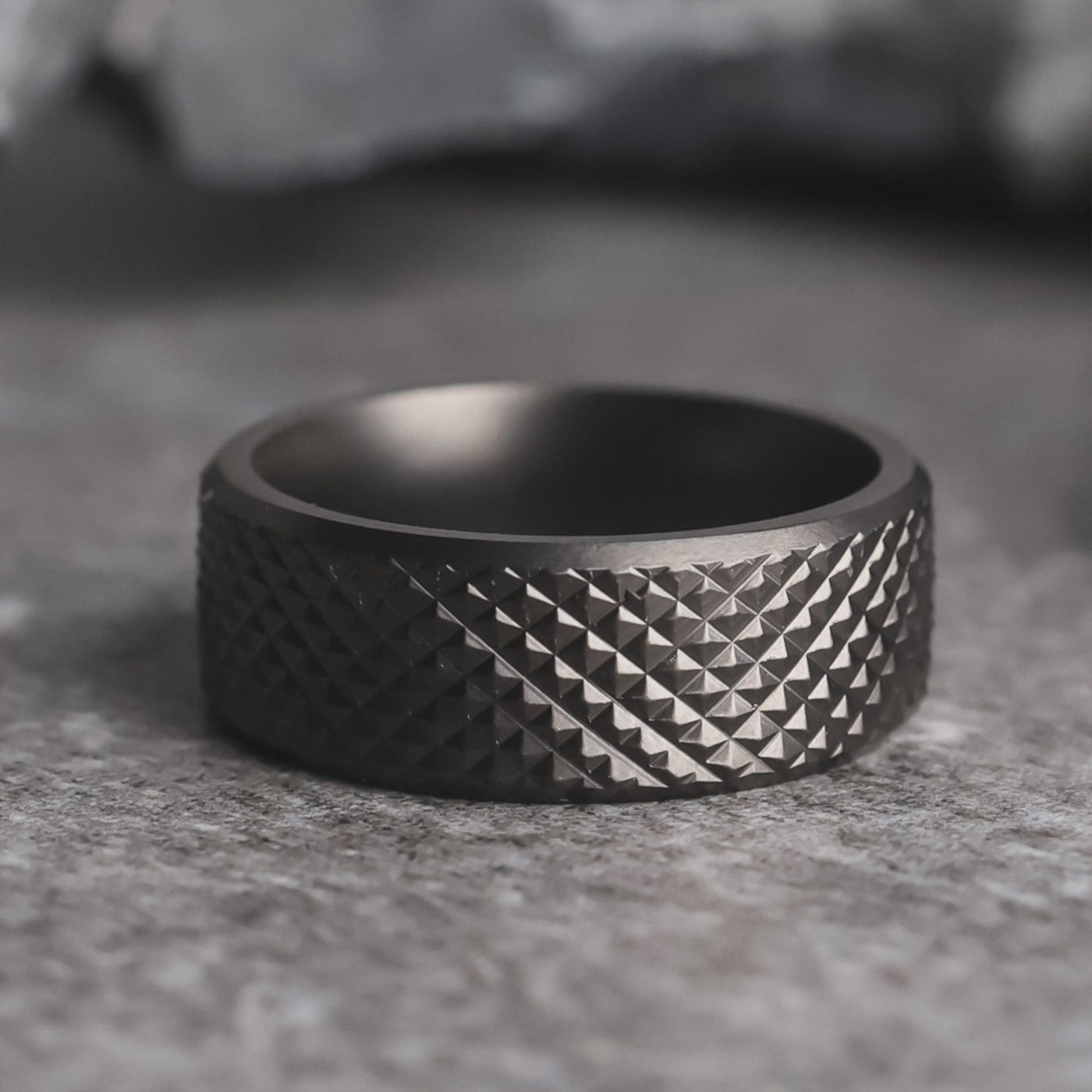 Stainless Steel Knurled Men's Ring