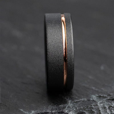 The Archer Tungsten and Rose Gold Wedding Ring for Men