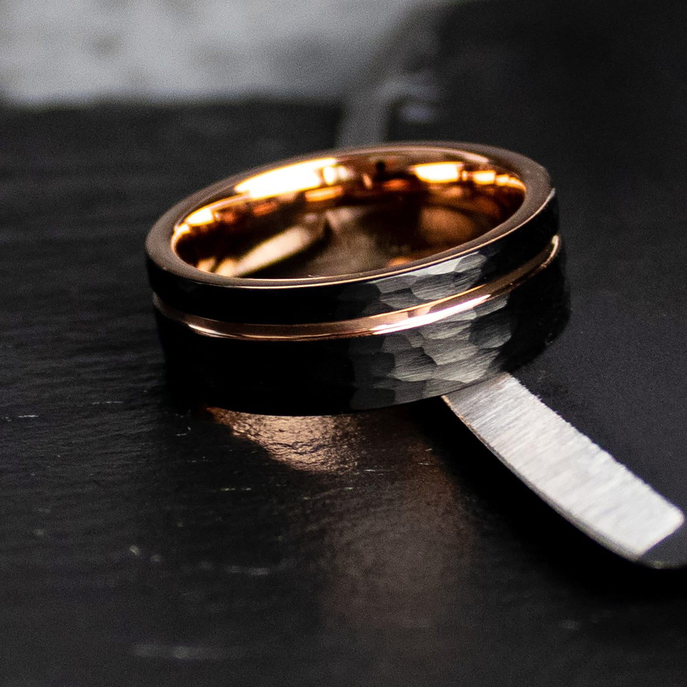 Thorum Black Masculine Rosegold Alt Ring