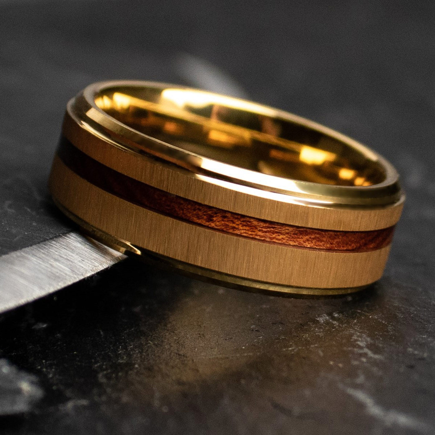 The Fortuna Gold and Wooden Wedding Ring