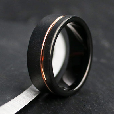 Thorum Tungsten Wedding Bands for Men with Rose Gold