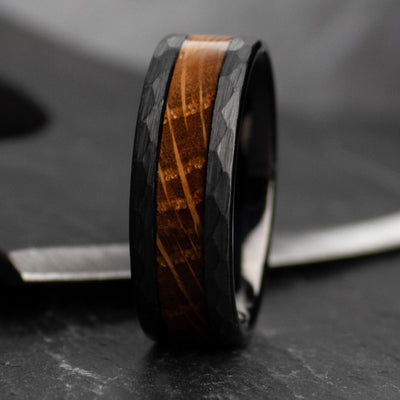 Black Tungsten Whiskey Barrel Ring