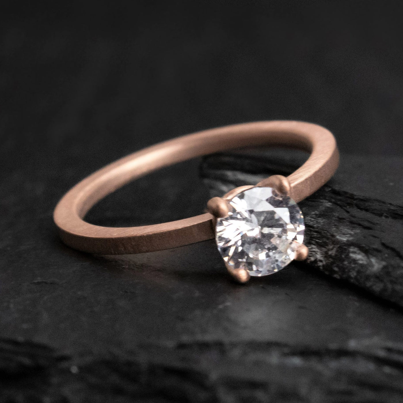 Thorum Rose Gold Diamond Simulant Ring